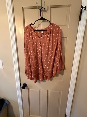Sonoma Rust/White Floral Button-Front Blouse